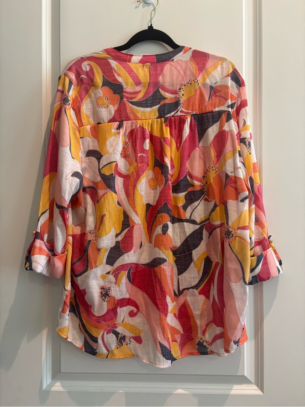 Ava & Grace 2X Bold Floral Blouse Plus Size Boho Flowy Top Bright - Picture 5 of 6